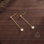 White Opal With Chain Dangle Stud Earrings, thumbnail 6 of 11