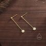 White Opal With Chain Dangle Stud Earrings, thumbnail 6 of 12