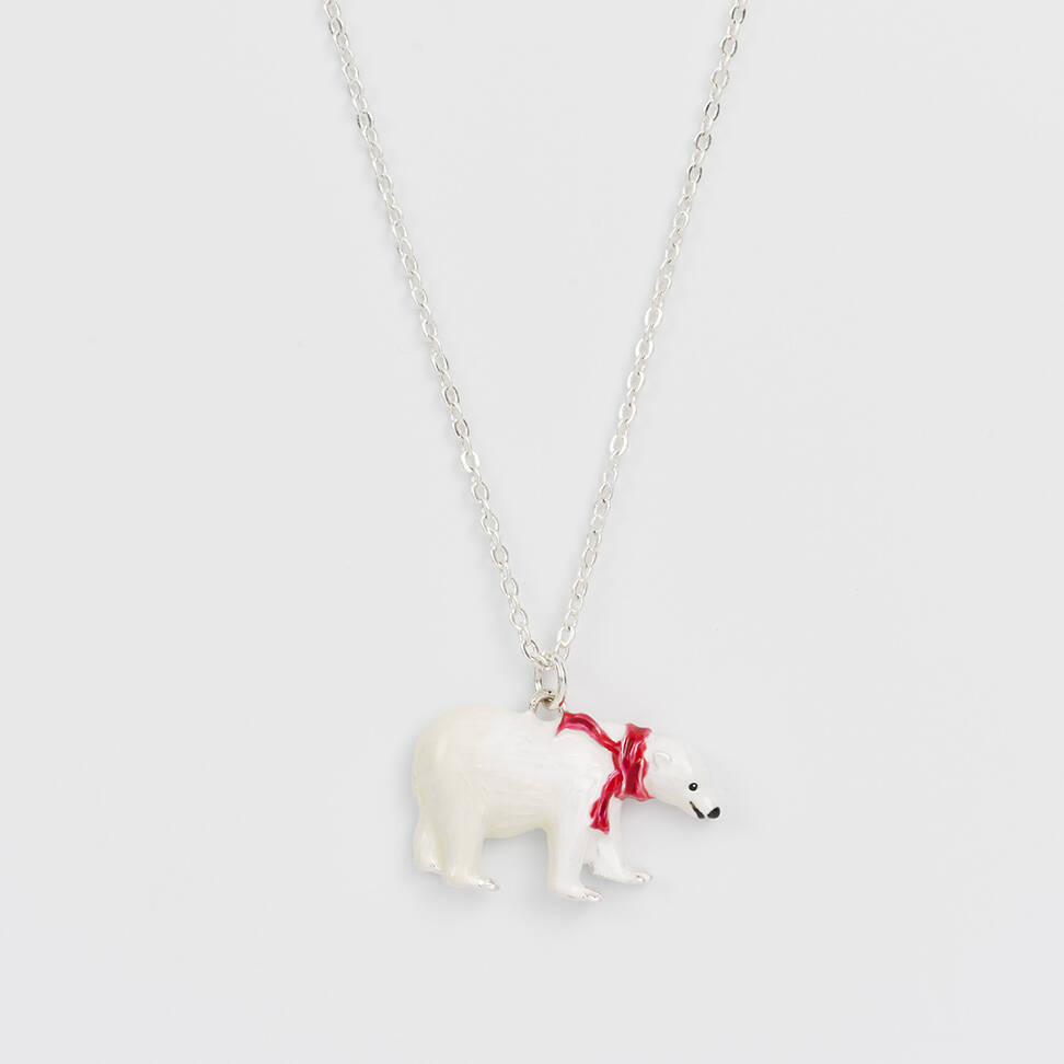 Cosy Polar Bear Silver Chain Necklace, 1 of 8