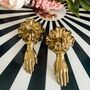 Gold Gypsy Hands Pendant Drawer Knob | Pair, thumbnail 1 of 4