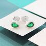 Emerald May Birthstone Gold Teardrop Stud Earrings, thumbnail 2 of 3