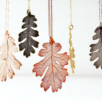 Oak Real Leaf Statement Necklace, 3 of 12