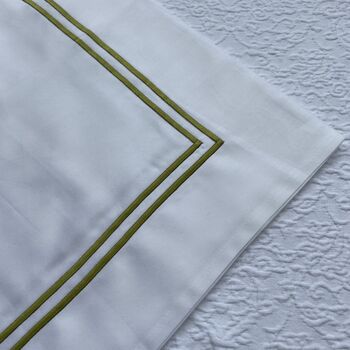 Lexington Olive Green Two Line Sateen Bed Linen, 2 of 5