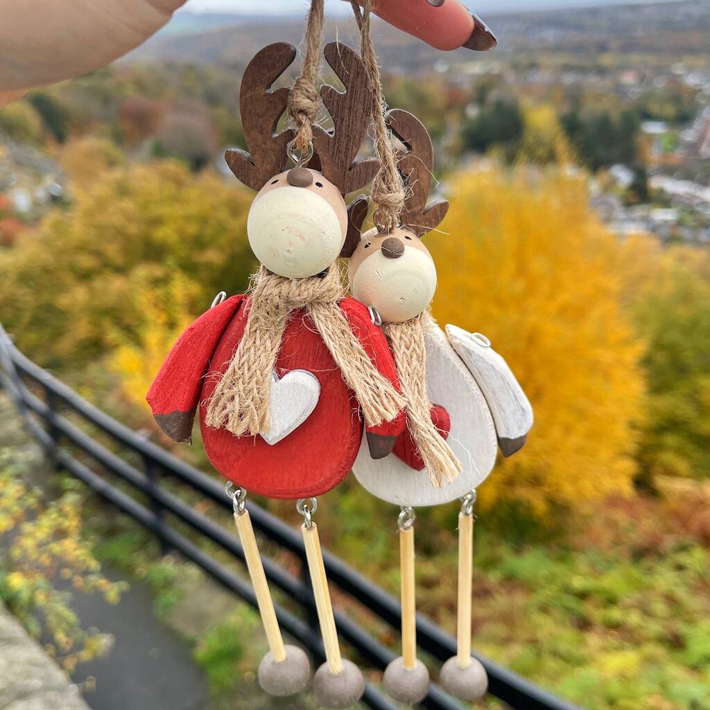 Wooden Personalised Reindeer Decoration, 1 of 4