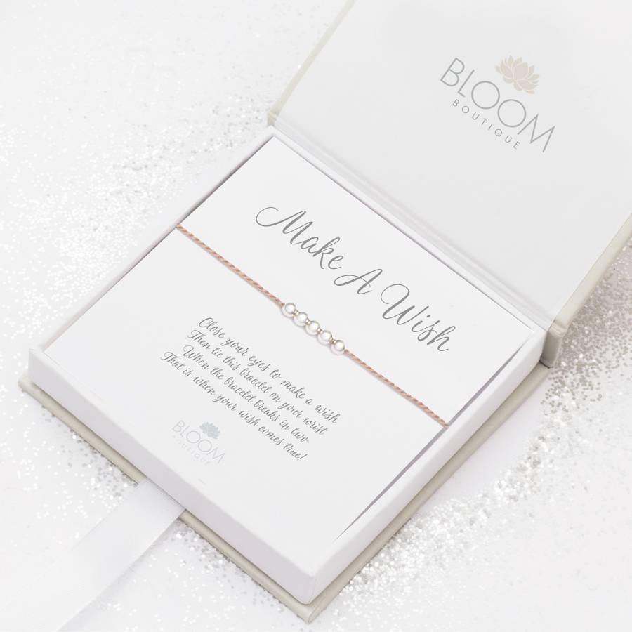 Personalised Sterling Silver Silk Make A Wish Bracelet By Bloom Personalised Sterling Silver Wish Bracelet Packaging