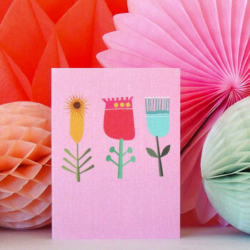 Pink Dainty Blooms Mini Greetings Card, 3 of 4