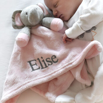 Personalised Pink Elephant Baby Comforter, 6 of 8