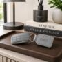 Grey Leather Personalised Key Fob, Keyring, thumbnail 1 of 6