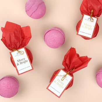 Merry And Bright Cranberry Christmas Bath Bomb Gift, 3 of 5