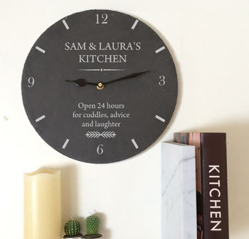 Personalised Slate Kitchen Clock, 5 of 7