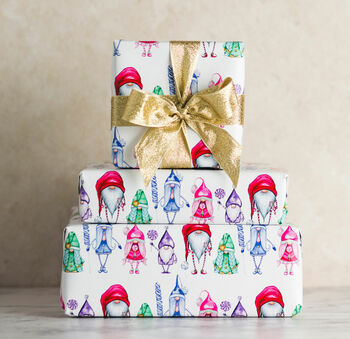 Gonk/Gnome Luxury Wrapping Paper, Christmas Gift Wrap, 4 of 8