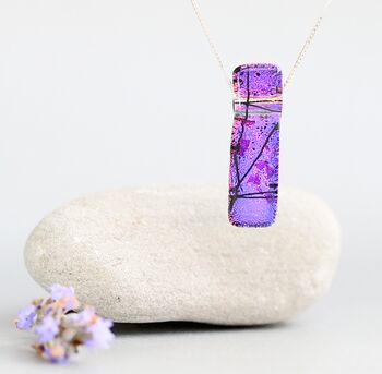 Purple Fused Glass Sterling Silver Pendant Necklace, 2 of 12