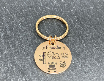 Personalised New Mum Keyring, Baby Birth Stats Keepsake Keychain, 3 of 8