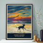 Whippet Or Greyhound Limited Edition Beach Sunset Gift Print, thumbnail 1 of 9