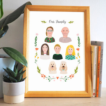 Family Portrait Personalised Hand Painted Print, 3 of 5