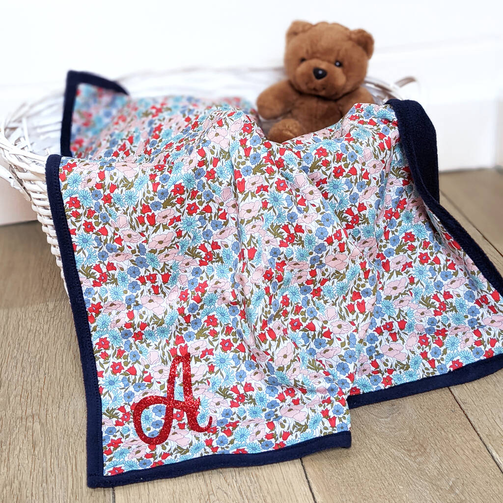 Liberty Fabric Personalised Baby Blanket, 1 of 3