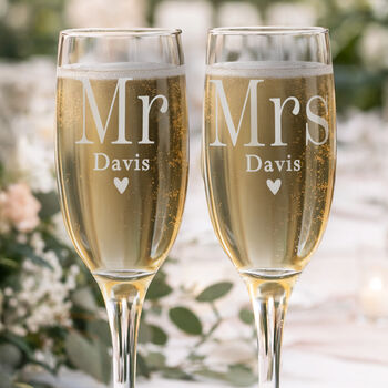 Personalised Mr And Mrs Pair Of Flute Glasses, 3 of 8