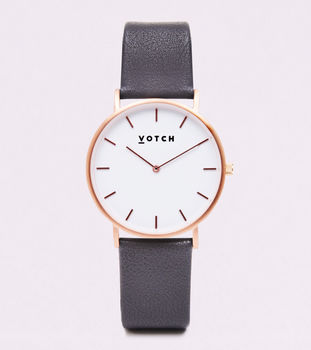 Classic Rose Gold Vegan Leather Watch, 7 of 12