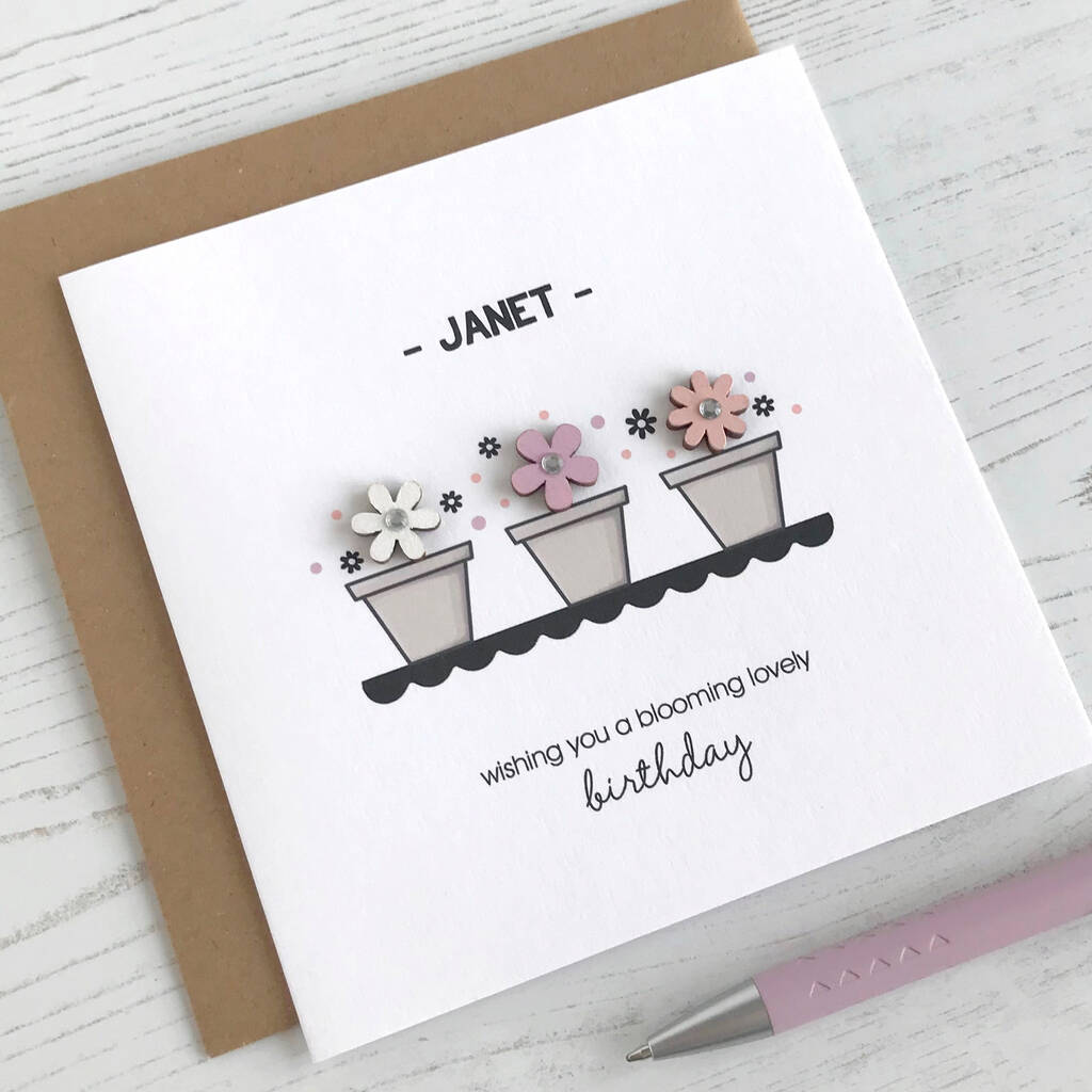 Personalised Flower Pots Birthday Card, 1 of 4