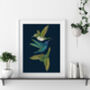 'Antique Hummingbirds Iii Indigo' Fine Art Print, thumbnail 1 of 5