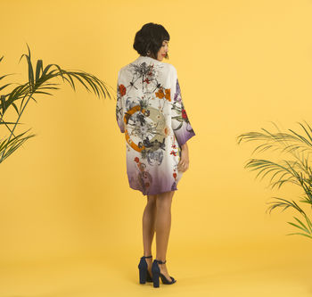 Silk Kimono Jacket 'Evolution' Print Size S/M, 2 of 8