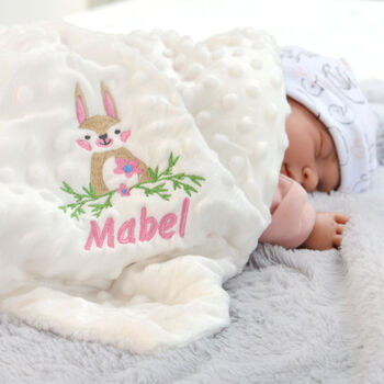 Personalised Embroidered Bunny Baby Blanket With Name, 2 of 10