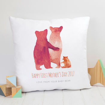 Personalised First Mother's Day Bear Family Cushion, 5 of 6