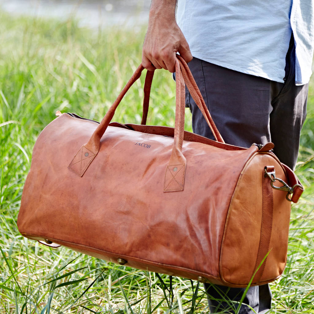 Personalised Leather Duffle Style Gym Bag By Paper High | www.bagssaleusa.com
