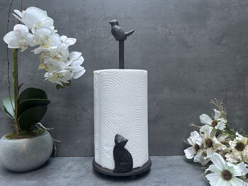 Cast Iron Kitchen Roll Holder – Cat And Bird Design, 4 of 11