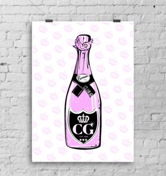 Personalised Champagne Bottle Print, 3 of 4
