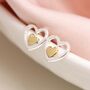 Sterling Silver Double Heart Stud Earrings, thumbnail 3 of 7