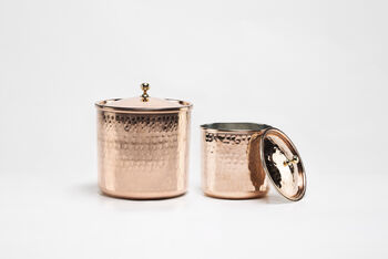 Set Of Four Handmade Copper Storage Canisters – Lidded, Tin Lined Inside, 4 of 7