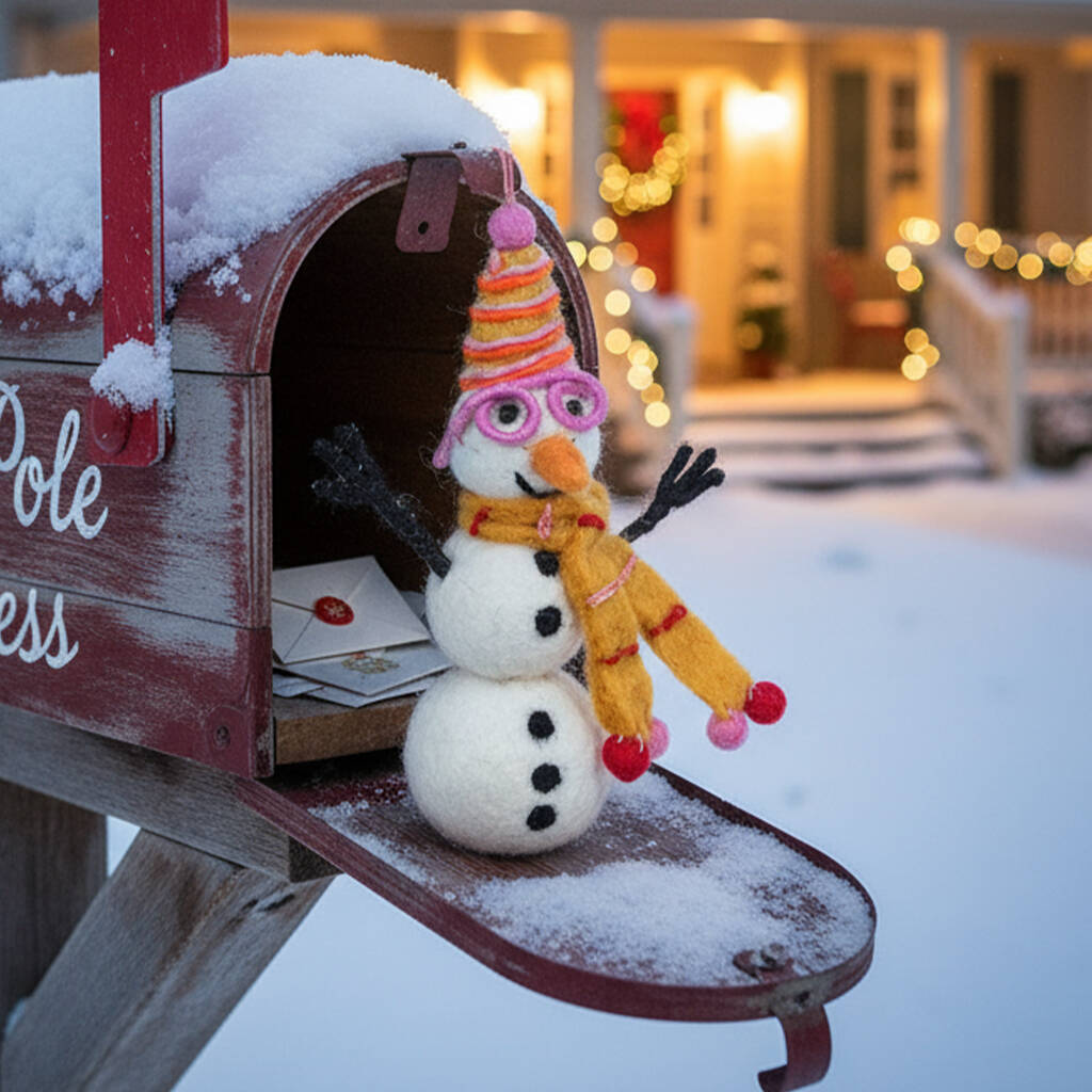 Handmade Felt Betty The Snowman Snowman, 1 of 5