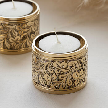 Eze Hand Engraved Brass Tealight Holders, 5 of 7