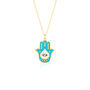 Authentic Turquoise Color Hamsa Hand Necklace, thumbnail 4 of 5