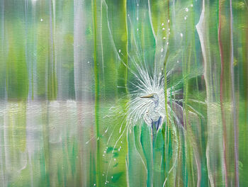 Emanation, Green Oil Painting Of River And Egret, 4 of 9