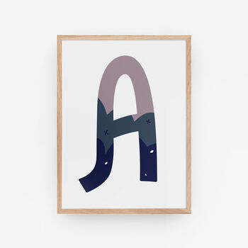 Purple And Blue Personalised Initial Letter Art Print, 9 of 12