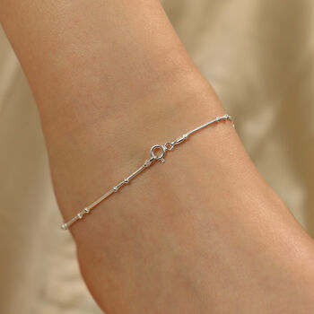 925 Silver This Slim Thread Thin Payal Anklet, 2 of 11