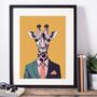 Giraffe In A Suit Portrait Illustration Art Print, thumbnail 2 of 3