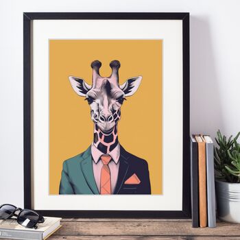 Giraffe In A Suit Portrait Illustration Art Print, 2 of 3