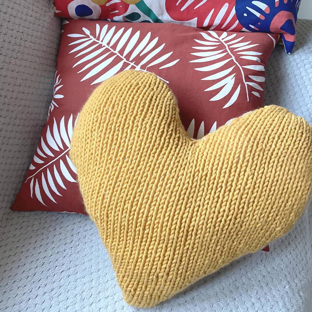 Big Heart Cushion Knitting Pattern By Gift Horse Knit Kits