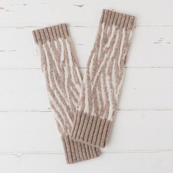 Zebra Lambswool Knitted Wrist Warmers, 8 of 12