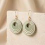 Green And Cream Geometric Circular Earrings • Gold Plated Sterling Silver Hooks, thumbnail 4 of 10