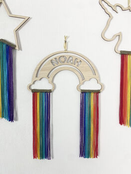 Personalised Wooden Rainbow With Luxury Fringing, 4 of 12