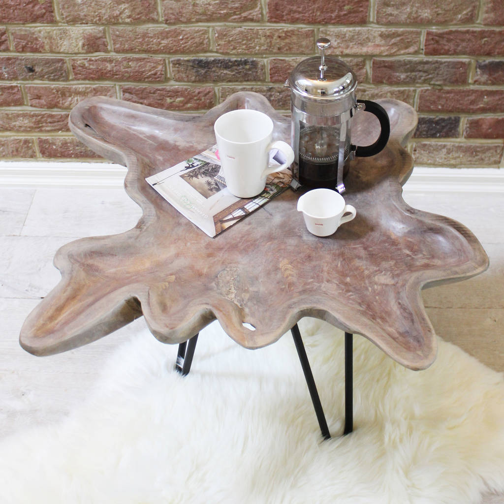 Wood Top Side Table With Metal Pin Legs By Lime Tree London