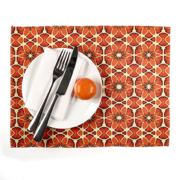 Moroccan Flower Canvas Fabric Place Mat Set, 6 of 12