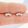 Marquise Cluster Crown Stud Earrings Sterling Silver, thumbnail 5 of 11