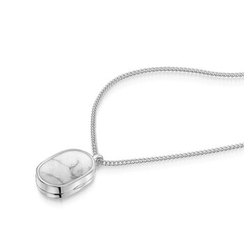 Men's Small Howlite Dog Tag Locket Silver, 4 of 4