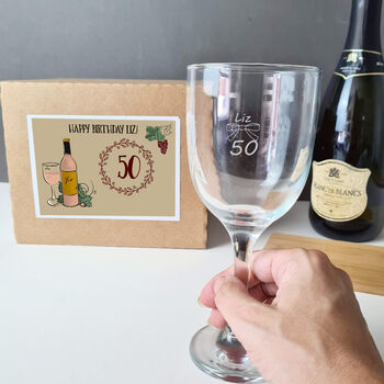 Personalised 50th Birthday Wine Glass Gift, 5 of 11