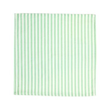 Soft Cotton Linen Stripe Napkins Green/Ivory • Set Of Six, 3 of 4